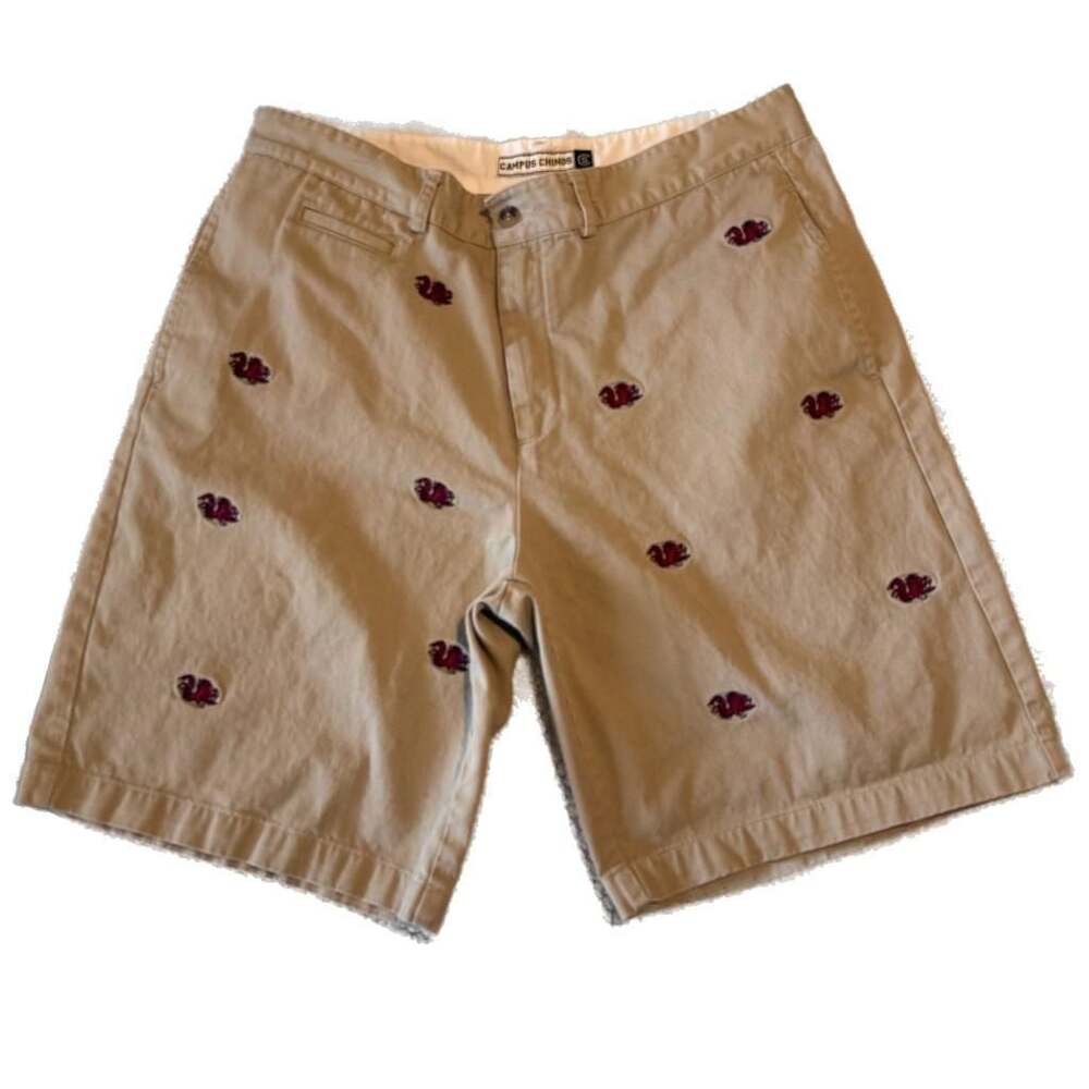 Campus Chinos Men's Tan Khaki Embroidered Carolina Gamecocks Shorts Size 36